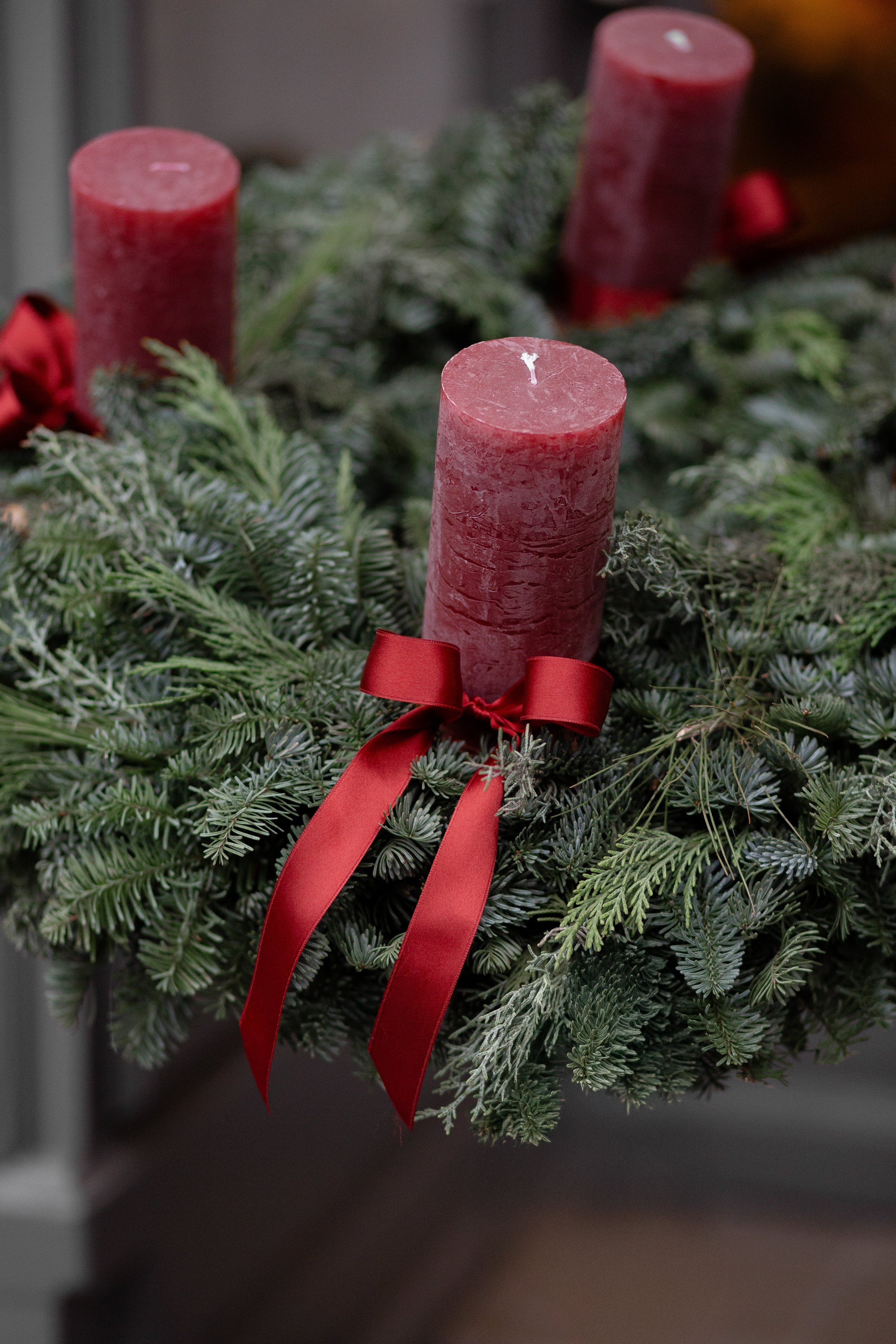 Weihnachtskranz mit  Kerzen Rot 65cm
